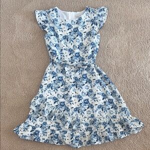 Blush by Us Angels White and Blue Floral Dress